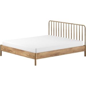 Dvoulůžková postel z dubového dřeva bez roštu 180x200 cm v přírodní barvě Olive Spindle – Vipack obraz
