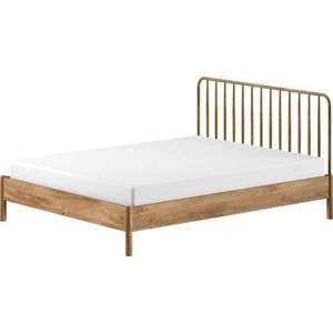 Dvoulůžková postel z dubového dřeva bez roštu 160x200 cm v přírodní barvě Olive Spindle – Vipack obraz