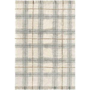 Krémový/šalvějově zelený pratelný/ručně tkaný bavlněný koberec 140x190 cm Tartan Blue Sage – Lorena Canals obraz