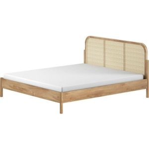 Dvoulůžková postel z dubového dřeva bez roštu 180x200 cm v přírodní barvě Olive Rotan – Vipack obraz