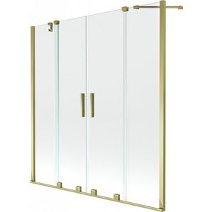 MEXEN/S Velar Duo Dvoukřídlá posuvná vanová zástěna 140 x 150, transparent, zlatá 896-140-000-02-50 obraz