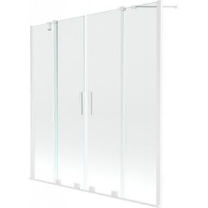 MEXEN/S Velar Duo Dvoukřídlá posuvná vanová zástěna 150 x 150, transparent, bílá 896-150-000-02-20 obraz