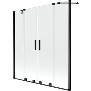 MEXEN/S Velar Duo Dvoukřídlá posuvná vanová zástěna 160 x 150, transparent, černá 896-160-000-02-70 obraz
