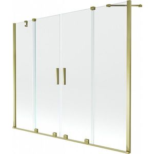 MEXEN/S Velar Duo Dvoukřídlá posuvná vanová zástěna 170 x 150, transparent, zlatá 896-170-000-02-50 obraz