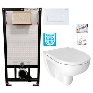 DEANTE Podomítkový rám, pro závěsné WC mísy + SLIM tlačítko bílé + WC JIKA LYRA PLUS RIMLESS + SEDÁTKO DURAPLAST SLOWCLOSE CST_WC01 A51P LY2 obraz