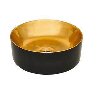 INVENA Umyvadlo na desku KOS TREND 42 cm, kruhové černá zlatá lesk CE-38-027-C obraz