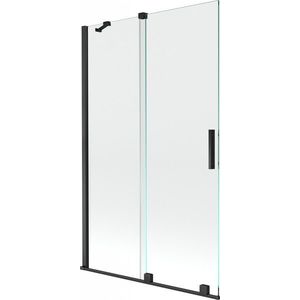 MEXEN/S Velar Dvoukřídlá posuvná vanová zástěna 110 x 150, transparent, černá 896-110-000-01-70 obraz