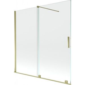 MEXEN/S Velar Dvoukřídlá posuvná vanová zástěna 160 x 150, transparent, zlatá 896-160-000-01-50 obraz