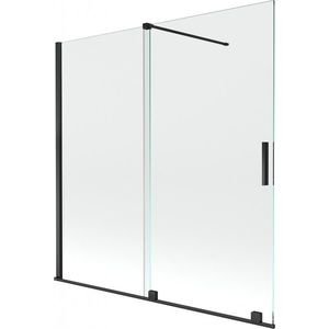 MEXEN/S Velar Dvoukřídlá posuvná vanová zástěna 160 x 150, transparent, černá 896-160-000-01-70 obraz