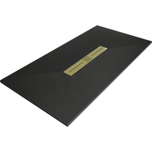 MEXEN/S Toro obdélníková sprchová vanička SMC 160 x 80, černá, mřížka zlatá 43708016-G obraz