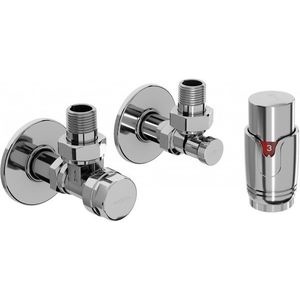 MEXEN/S G00 úhlová termostatická souprava pro radiátor + krycí rozeta R, chrom W901-900-904-01 obraz