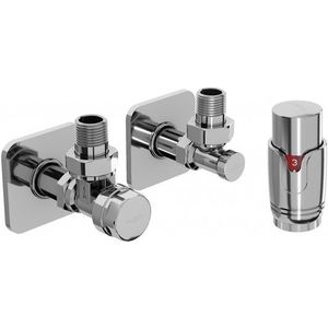 MEXEN/S G00 úhlová termostatická souprava pro radiátor + krycí rozeta S, chrom W901-900-909-01 obraz