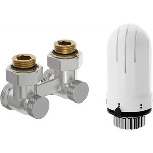 MEXEN/S G03 středová termostatická souprava pro radiátor DN50, úhlová 1/2"x3/4", nikl W911-012-938-01 obraz