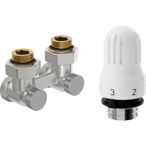 MEXEN/S G04 středová termostatická souprava pro radiátor DN50, úhlová 1/2"x3/4", nikl W911-012-948-01 obraz