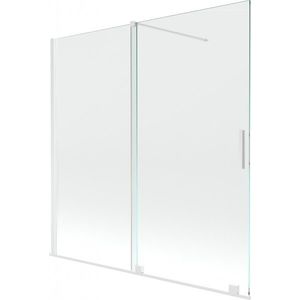 MEXEN/S Velar Dvoukřídlá posuvná vanová zástěna 160 x 150, transparent, bílá 896-160-000-01-20 obraz