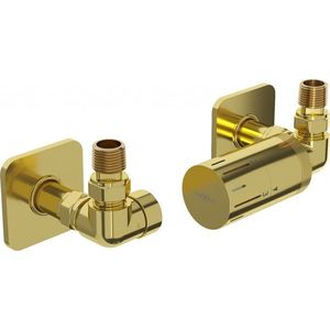 MEXEN/S G05 termostatická souprava pro radiátor + krycí rozeta S, zlatá W903-958-909-50 obraz