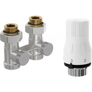 MEXEN/S G02 středová termostatická souprava pro radiátor DN50, středová 1/2"x3/4", nikl W912-012-928-01 obraz