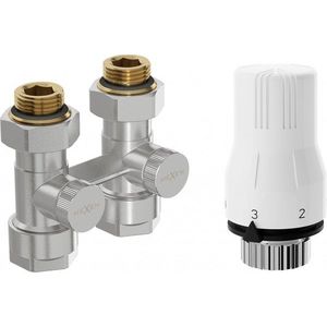 MEXEN/S G02 středová termostatická souprava pro radiátor DN50, středová 1/2"x16 mm, nikl W912-016-928-01 obraz