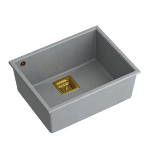 Quadron Granitový dřez DAVID 50 Grey Metallic Zlaty HQD5542U5-G1 obraz