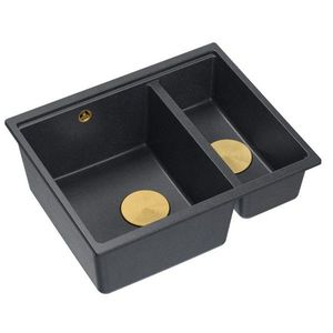 Quadron Granitový dřez Logan 150 Black Metallic Zlaty HCQL5646U8-G1_U obraz