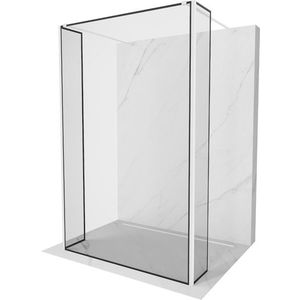 MEXEN/S Kioto Sprchová zástěna WALK-IN volněstojící 120 x 30 x 30, černý vzor, bílá 800-120-030-222-20-70-030 obraz
