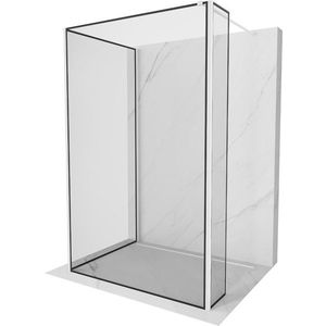 MEXEN/S Kioto Sprchová zástěna WALK-IN 120 x 90 x 40, černý vzor, bílá 800-120-090-221-20-70-040 obraz