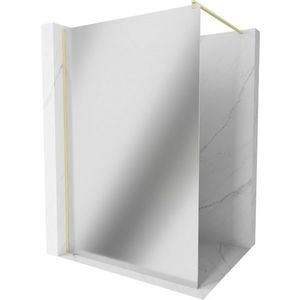 MEXEN/S Kioto Sprchová zástěna WALK-IN 100 x 200, zrcadlové 8 mm, zlatá kartáčovaná 800-100-101-55-50 obraz