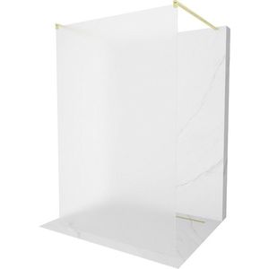 MEXEN/S Kioto samostatně stojící sprchová zástěna 100 x 200, dekor 8 mm, zlatá kartáčovaná 800-100-002-55-30 obraz