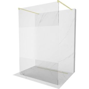MEXEN/S Kioto samostatně stojící sprchová zástěna 100 x 200, transparent/dekor 8 mm, zlatá kartáčovaná 800-100-002-55-35 obraz