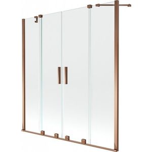 MEXEN/S Velar Duo Dvoukřídlá posuvná vanová zástěna 160 x 150, transparent, růžové zlato 896-160-000-02-60 obraz