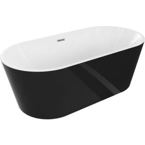 MEXEN/S Luna vana volně stojící 180 x 80, bílá/černá, sifon a přepad chrom 52031808075-01 obraz