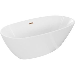 MEXEN/S Eris volně stojící vana 180 x 80, bílá, sifon a přepad růžové zlato 53441808000-60 obraz