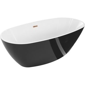MEXEN/S Eris volně stojící vana 180 x 80, bílá/černá, sifon a přepad růžové zlato 53441808075-60 obraz