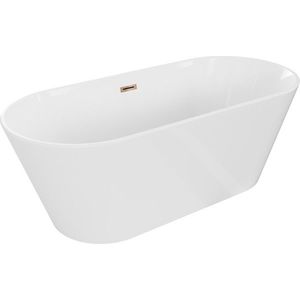 MEXEN/S Flavia volně stojící vana 150 x 75, bílá, sifon a přepad růžové zlato 54031507500-60 obraz