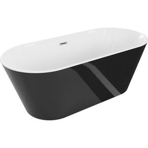 MEXEN/S Flavia volně stojící vana 150 x 75, bílá/černá, sifon a přepad nikl kartáčovaná 54031507575-97 obraz