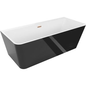 MEXEN/S Volta vana volně stojící rohová 150 x 75, bílá/černá, sifon a přepad měď kartáčovaná 51131507575-65 obraz