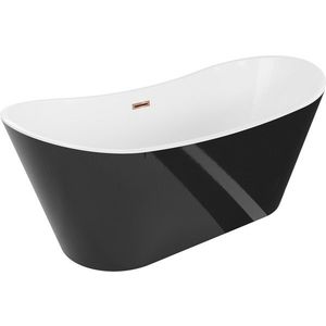MEXEN/S Montana vana volně stojící 150 x 75, bílá/černá, sifon a přepad růžové zlato 52011507575-60 obraz