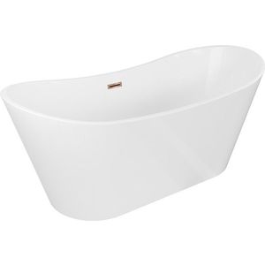 MEXEN/S Montana vana volně stojící 180 x 80, bílá, sifon a přepad růžové zlato 52011808000-60 obraz