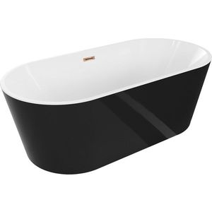 MEXEN/S Luna vana volně stojící 150 x 75, bílá/černá, sifon a přepad růžové zlato 52031507575-60 obraz