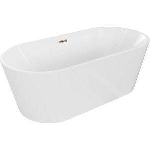 MEXEN/S Luna vana volně stojící 180 x 80, bílá, sifon a přepad růžové zlato 52031808000-60 obraz
