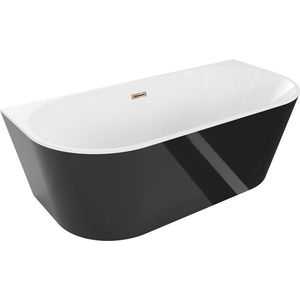 MEXEN/S Oval vana volně stojící nástěnná 170 x 80, bílá/černá, sifon a přepad růžové zlato 52671708075-60 obraz