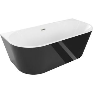 MEXEN/S Oval vana volně stojící nástěnná 170 x 80, bílá/černá, sifon a přepad nikl kartáčovaná 52671708075-97 obraz