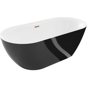 MEXEN/S Roxy volně stojící vana 170 x 80, bílá/černá, sifon a přepad růžové zlato 51201708075-60 obraz