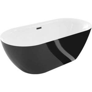 MEXEN/S Roxy volně stojící vana 170 x 80, bílá/černá, sifon a přepad černá 51201708075-70 obraz