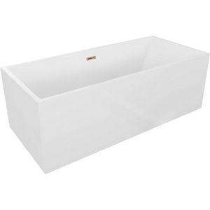 MEXEN/S Vigo volně stojící vana 178, 5 x 80, bílá, sifon a přepad růžové zlato 51251788000-60 obraz