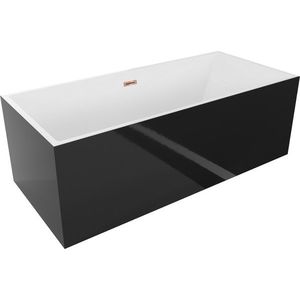 MEXEN/S Vigo volně stojící vana 178, 5 x 80, bílá/černá, sifon a přepad růžové zlato 51251788075-60 obraz
