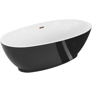 MEXEN/S Bilbao volně stojící vana 180 x 90, bílá/černá, sifon a přepad růžové zlato 51311809075-60 obraz