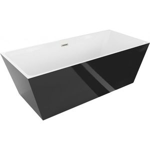 MEXEN/S Lita volně stojící vana 170 x 75, bílá/černá, sifon a přepad nikl kartáčovaná 52121707575-97 obraz