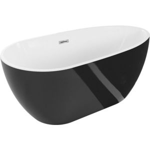 MEXEN/S Eos volně stojící vana 170 x 75, bílá/černá, sifon a přepad chrom 52471707575-01 obraz