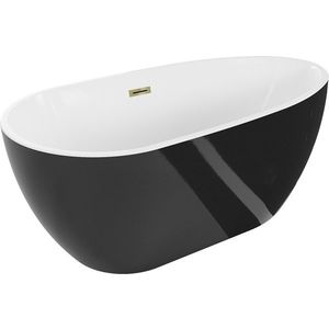 MEXEN/S Eos volně stojící vana 170 x 75, bílá/černá, sifon a přepad zlatá 52471707575-50 obraz